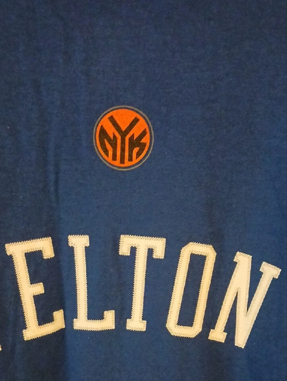 adidas Blue New York #2 Short Sleeve Jersey Tee with Orange Accents